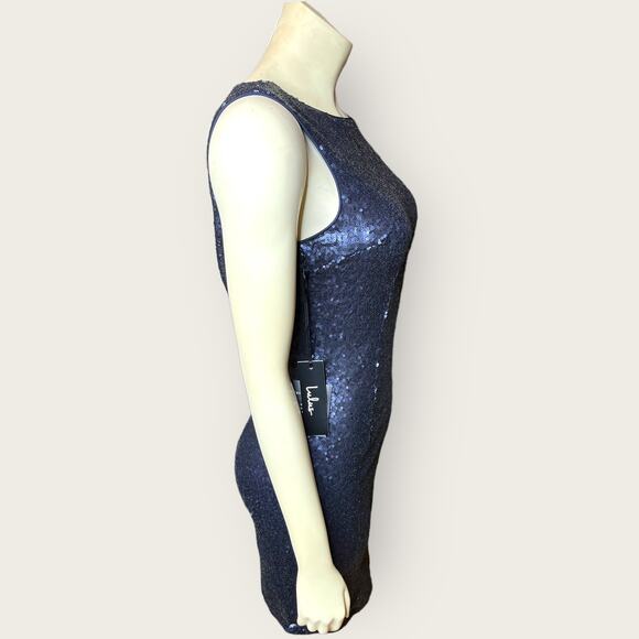 NWT Lulu's Navy Sequin Holiday Dress - Picture 5 of 6